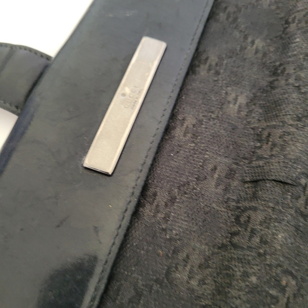 Gucci GG Monogram Long Wallet Black Canvas Leather Logo Bar 035-213313-2150 - Picture 9 of 15